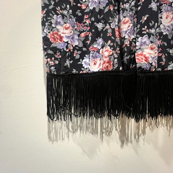Vintage Floral Button-Up Vest with Fringe (Size S) - Picture 4 of 8